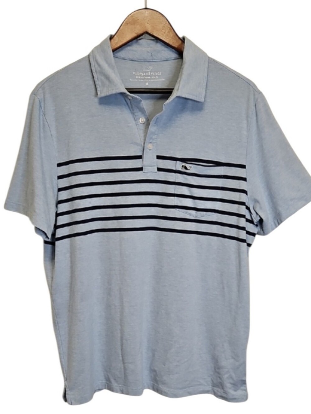 Vineyard Vines Edgartown Blue Striped Polo, Size Medium